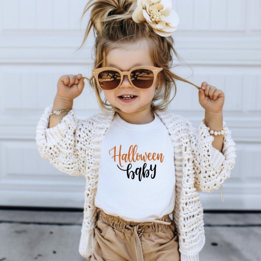 Halloween Baby Orange and Black Typography Kleinkind T-shirt