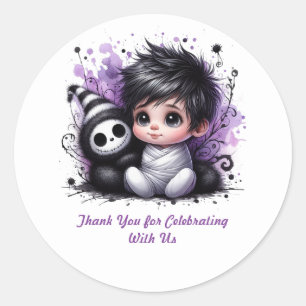 Halloween-Baby-Party – Lila Gothic Baby Runder Aufkleber
