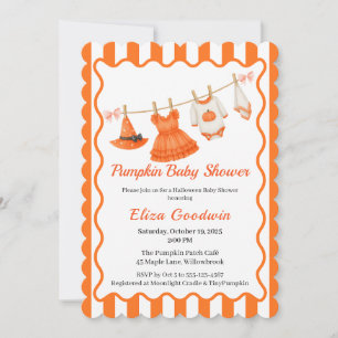 Halloween-Baby-Party Mädchen Kleine Hexe Kürbis Einladung