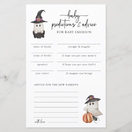 Halloween Baby Predictions Card (Vorderseite)