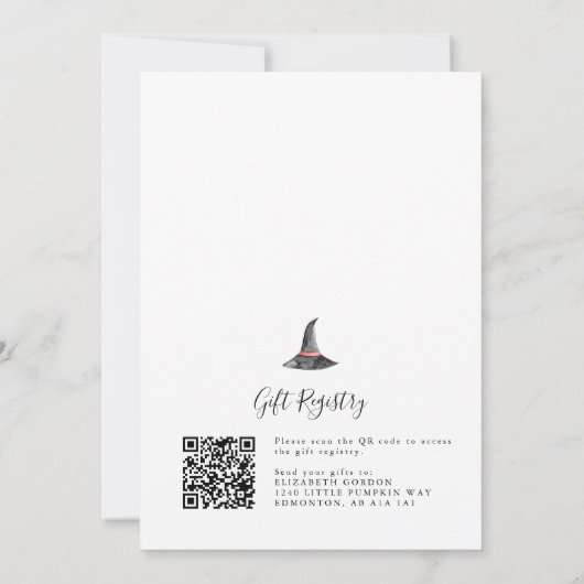 Halloween Baby Shower 2-seitige QR-Code-Registrier Einladung (Rückseite)