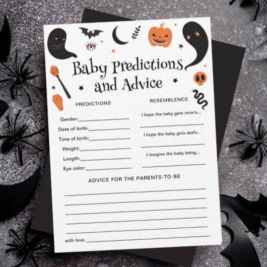 Halloween Baby Shower Baby Predications Game Card Einladung