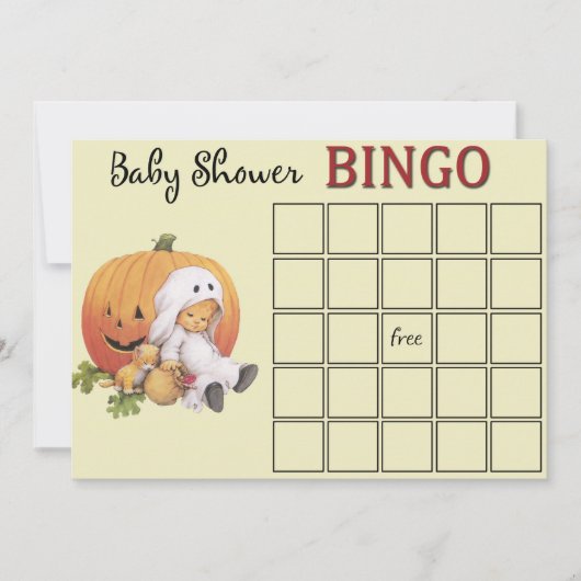 Halloween Baby Shower Bingo Card Einladung (Vorderseite)