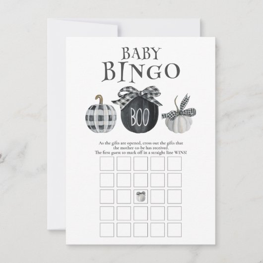 Halloween Baby Shower Bingo Game Mitteilungskarte (Vorderseite)