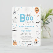 Halloween Baby Shower Blue Ghost Boy Einladung (Stehend Vorderseite)
