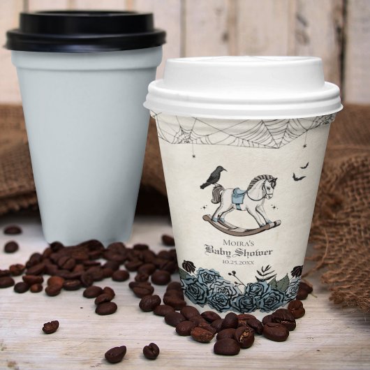 Halloween Baby Shower Blue Spooky Rocking Pferd Pappbecher
