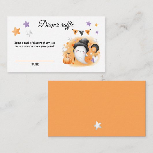 Halloween Baby Shower Boo Diaper Raffekarte Begleitkarte (Vorne/Hinten)