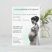 Halloween Baby Shower Bride von Frankenstein Einladung (Stehend Vorderseite)