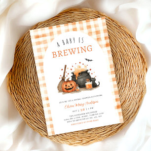 Halloween Baby Shower Ein Baby wird brauen Einladung