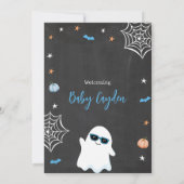 Halloween Baby Shower Einladung Niedlich Ghost Boy (Rückseite)