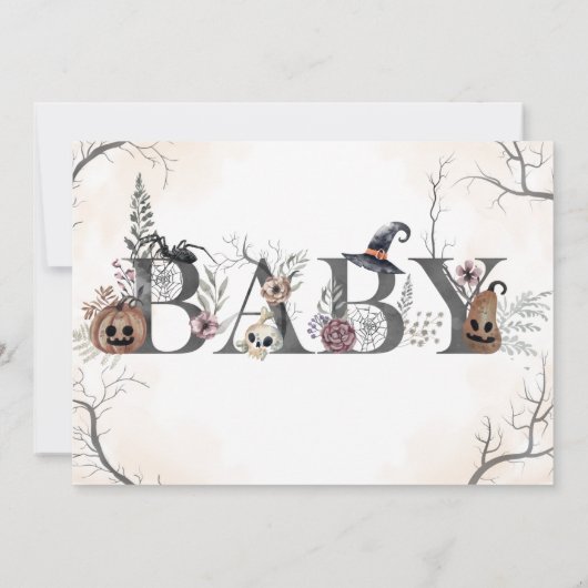 Halloween Baby Shower Einladung Template (Rückseite)