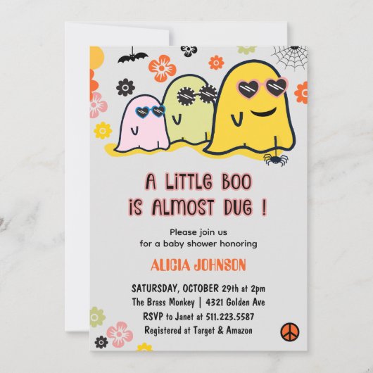 Halloween Baby Shower Einladungen fast fällig (Vorderseite)