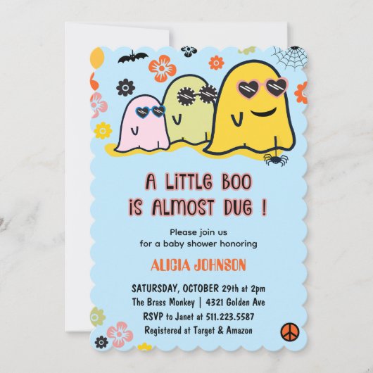 Halloween Baby Shower Einladungen Niedlich boo (Vorderseite)