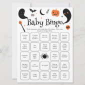 Halloween Baby Shower Finden Sie die Bingo Card Einladung (Vorderseite)
