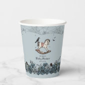 Halloween Baby Shower French Blue Rocking Horse Pappbecher (Rückseite)