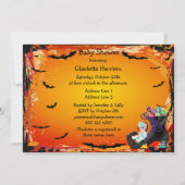 Halloween Baby Shower Girl auf Candy Hexenboot Einladung (Rückseite)