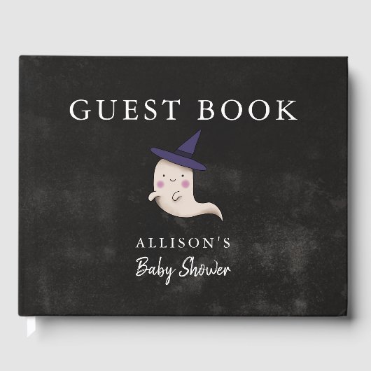 Halloween Baby Shower Girl Ghost Gästebuch (Vorderseite)