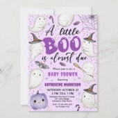 Halloween Baby Shower Girl Lila Little Boo Ghost Einladung (Vorderseite)