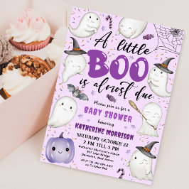 Halloween Baby Shower Girl Lila Little Boo Ghost Einladung