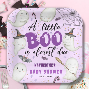 Halloween Baby Shower Girl Lila Little Boo Ghost Pappteller