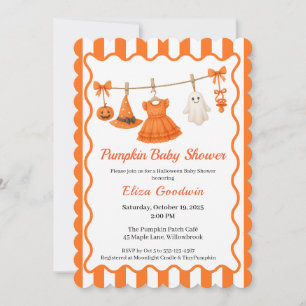 Halloween Baby Shower Girl   Little Hexch Pumpkin Einladung