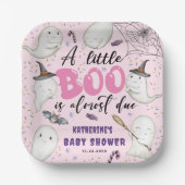 Halloween Baby Shower Girl Pink Little Boo Geister Pappteller (Vorderseite)