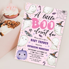 Halloween Baby Shower Girl Pink Little Boo Ghost Einladung