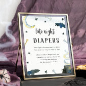 Halloween Baby Shower Late Night Diapers Sign Poster