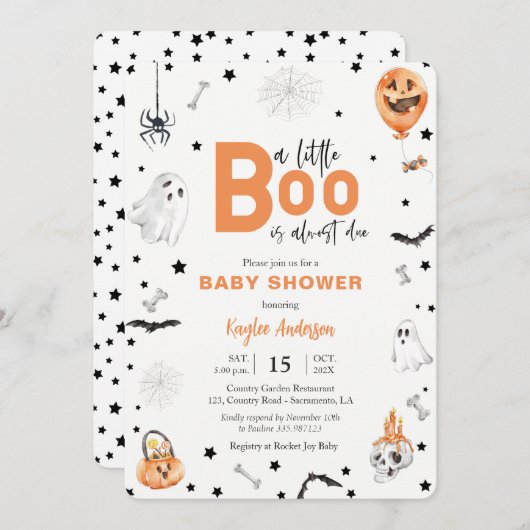 Halloween Baby Shower Little Boo Einladung (Vorne/Hinten)