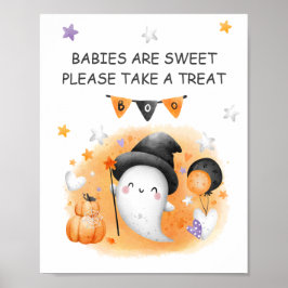 Halloween Baby Shower Little Boo Favor Sign Poster