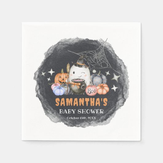 Halloween Baby Shower Little Boo Pumpkin Paper Serviette (Vorderseite)