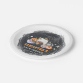 Halloween Baby Shower Little Boo Pumpkin Pappteller (Schrägansicht)