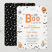 Halloween Baby Shower Little Boo Schwarze Einladun