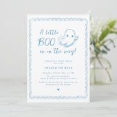Halloween Baby Shower Little Ghost Einladung (Stehend Vorderseite)