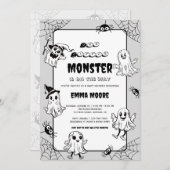 Halloween Baby Shower Little Monster Design Einladung (Vorne/Hinten)
