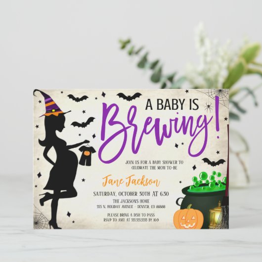 Halloween Baby Shower Party Invitation Einladung (Stehend Vorderseite)