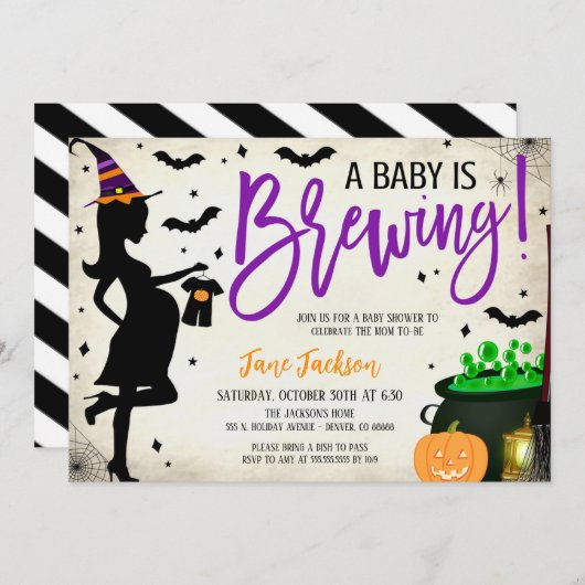 Halloween Baby Shower Party Invitation Einladung (Vorne/Hinten)