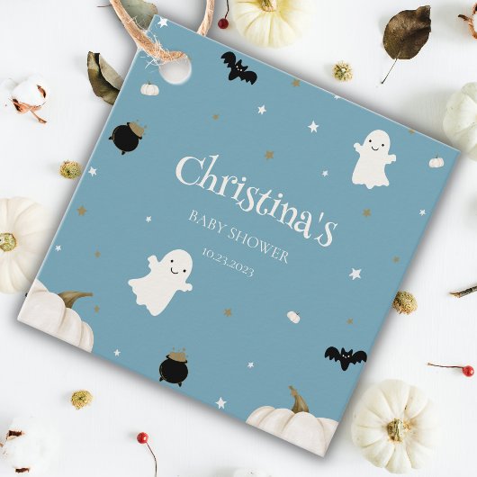 Halloween Baby Shower Pastel Blue Geschenkanhänger