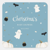 Halloween Baby Shower Pastel Blue Quadratischer Aufkleber (Vorderseite)