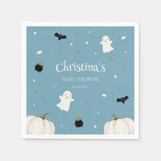 Halloween Baby Shower Pastel Blue Serviette (Vorderseite)