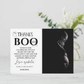 Halloween Baby Shower Photo Thank You Card Dankeskarte (Stehend Vorderseite)