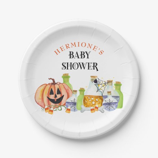 Halloween Baby Shower Pumpkin and Pools Pappteller (Vorderseite)