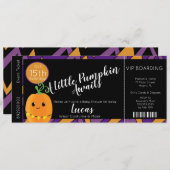 Halloween Baby Shower Pumpkin Ticket Einladung (Vorne/Hinten)