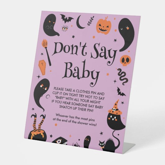 Halloween Baby Shower Sag nicht Baby Game Sockelschild (Vorderseite)
