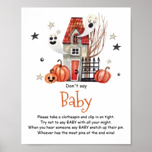 Halloween Baby Shower Say Baby Sign nicht Poster