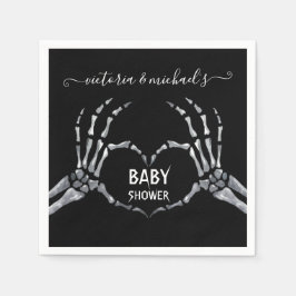 Halloween Baby Shower Skeleton Hands Herz Serviette