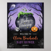 Halloween Baby Shower Willkommensschild wird braue Poster (Vorne)