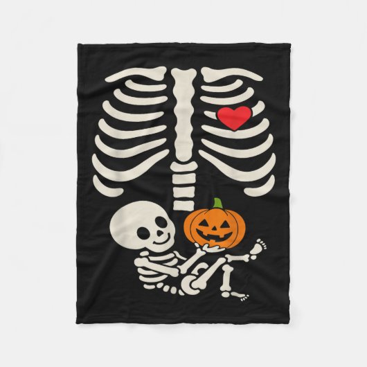 Halloween Baby Skeleton Heart Pregnancy Outfit Fleecedecke (Vorderseite)