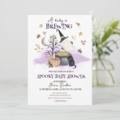 Halloween Baby wird Baby Dusche Brauen Einladung (Stehend Vorderseite)