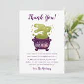 Halloween Baby wird Cauldron Babydusche zubereiten Dankeskarte (Stehend Vorderseite)